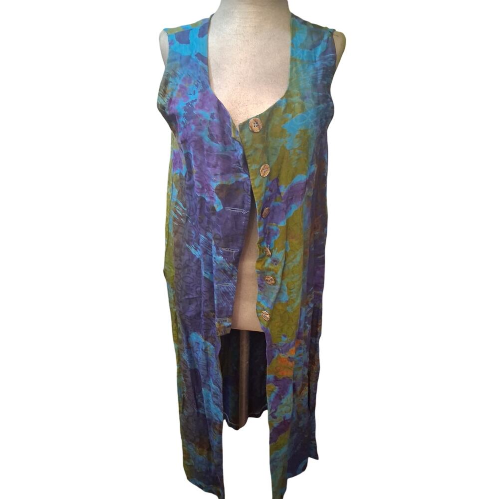 Vintage tunic tye dye long vest